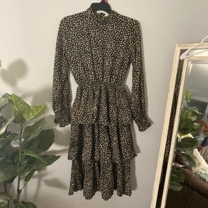 Black floral tiered dress